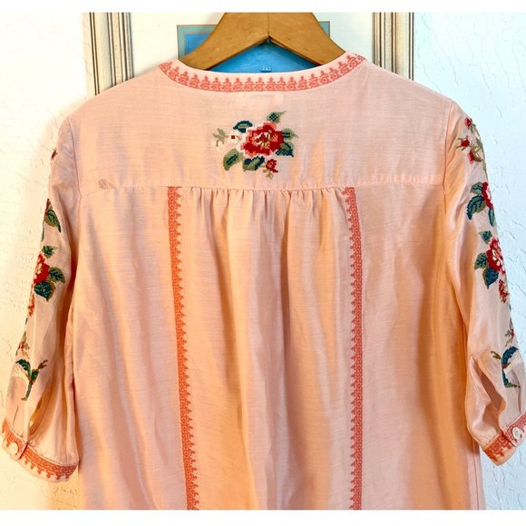 Sundance Embroidered Top ~ soft silk blend ~ floral boho "Gisela" - Picture 4 of 9